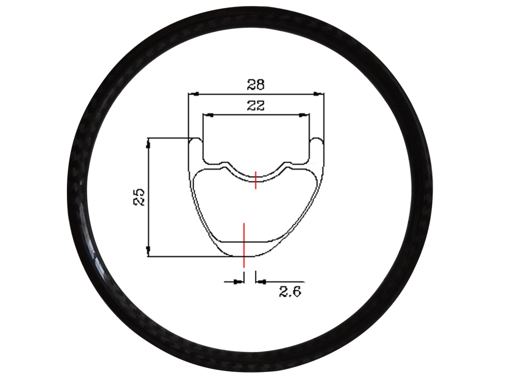 Asimmetria del carbonio da 28 mm Cerchi di mountain bike tubeless per XC