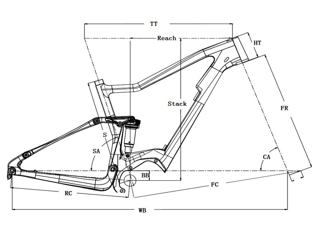 Telaio Ebike a sospensione completa in carbonio per motore Shimano
