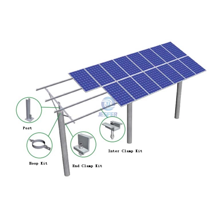Sistema di montaggio solare fotovoltaico ad alta quota su pali di cemento