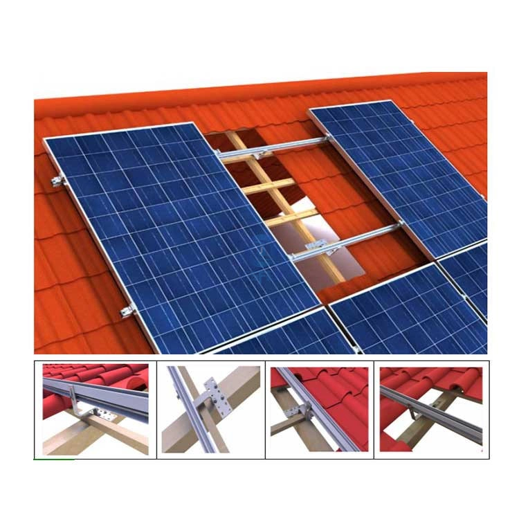 Sistema di staffe di montaggio solare con gancio per tetto in tegole