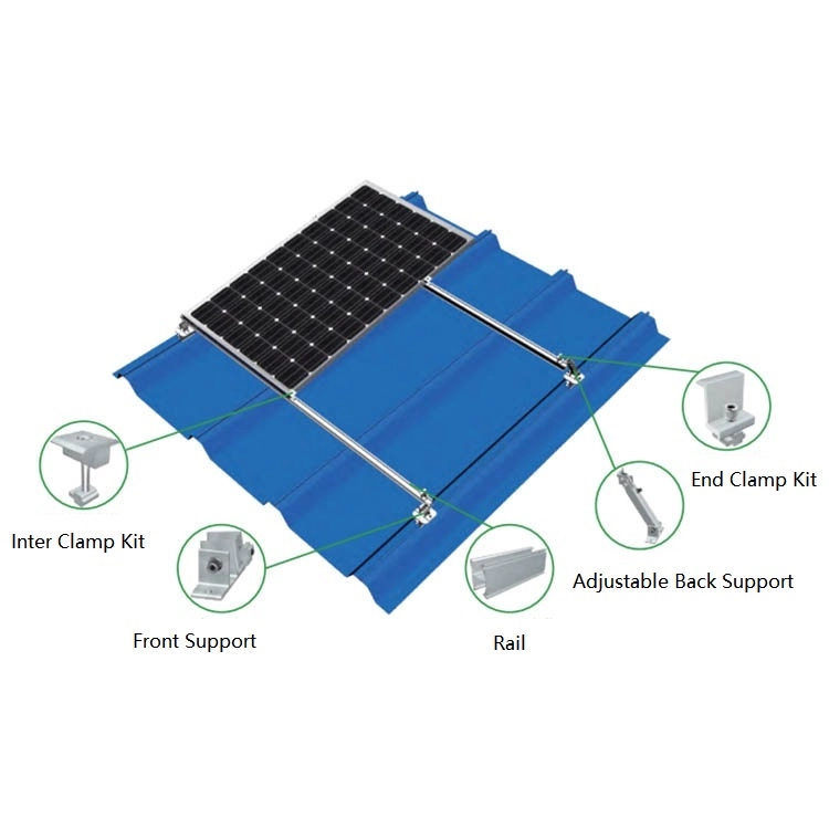 Kit di supporto regolabile Sistema di montaggio per tetto fotovoltaico solare