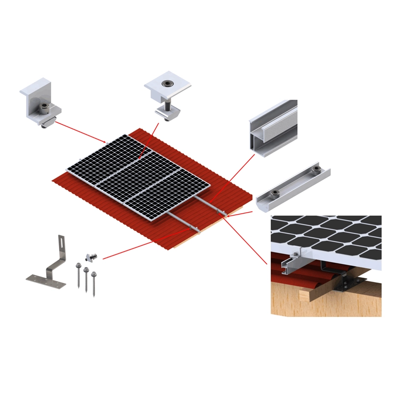 Staffa di montaggio solare per tetto in tegole Pv