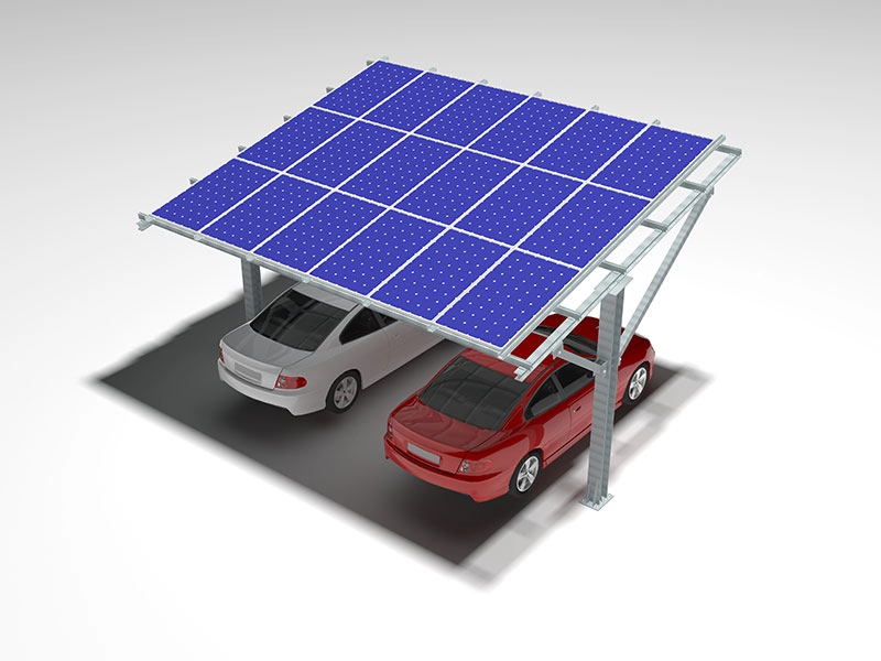 Sistema di montaggio a terra premontato per posto auto coperto in acciaio solare