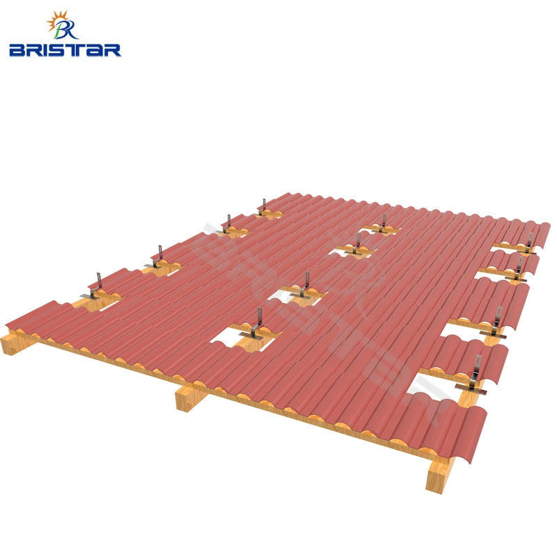 Sistema di montaggio a pannello solare per tetto in tegole spagnole