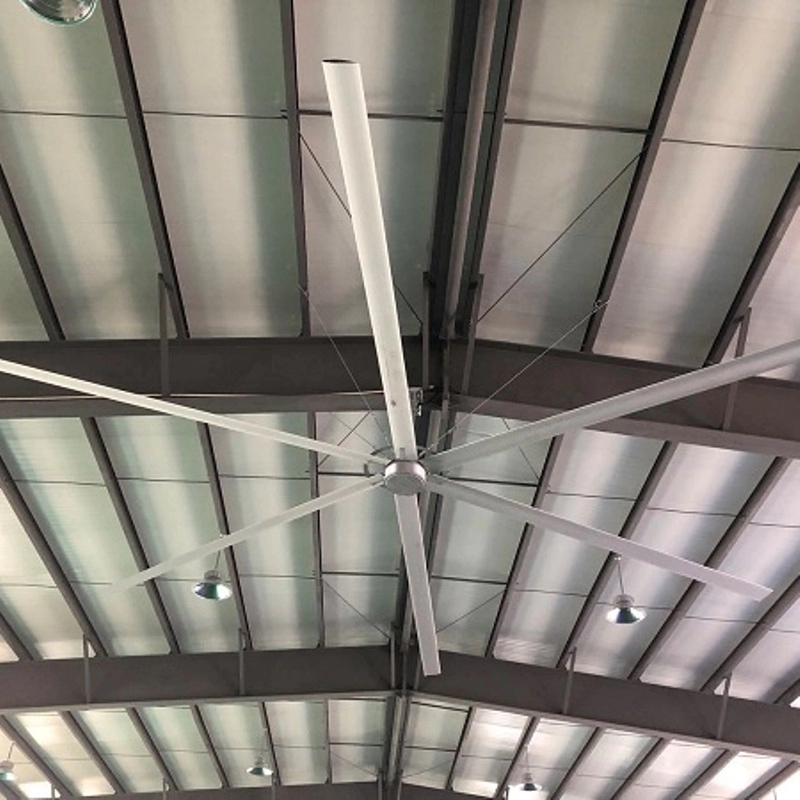 Ventilatore industriale HVLS ad alto volume a bassa velocità con ventilatore da soffitto BLDC a pale grandi in aerometallo
