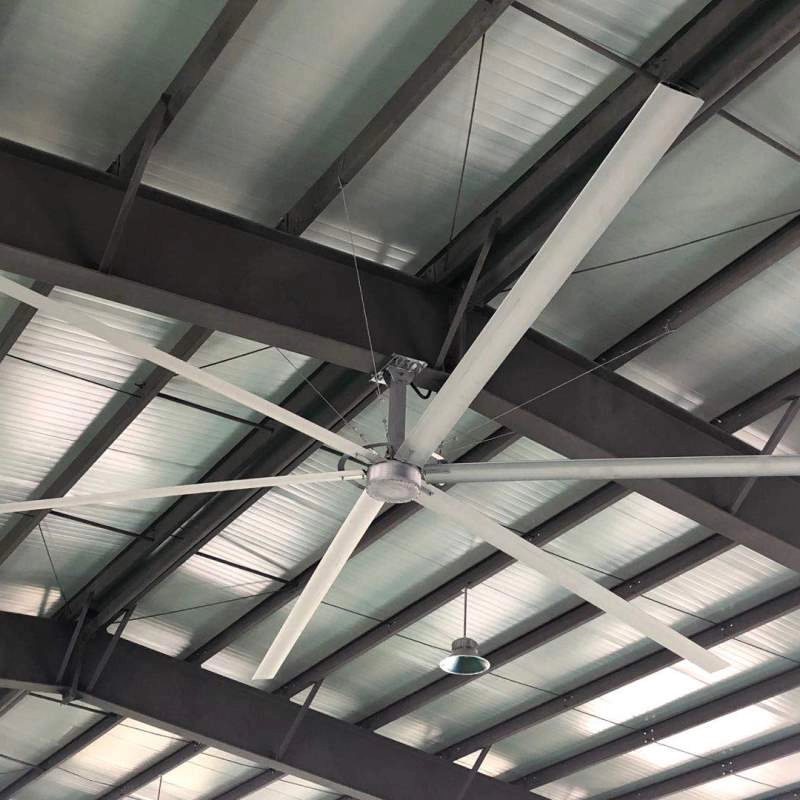 Ventilatore industriale HVLS ad alto volume a bassa velocità con ventilatore da soffitto BLDC a pale grandi in aerometallo