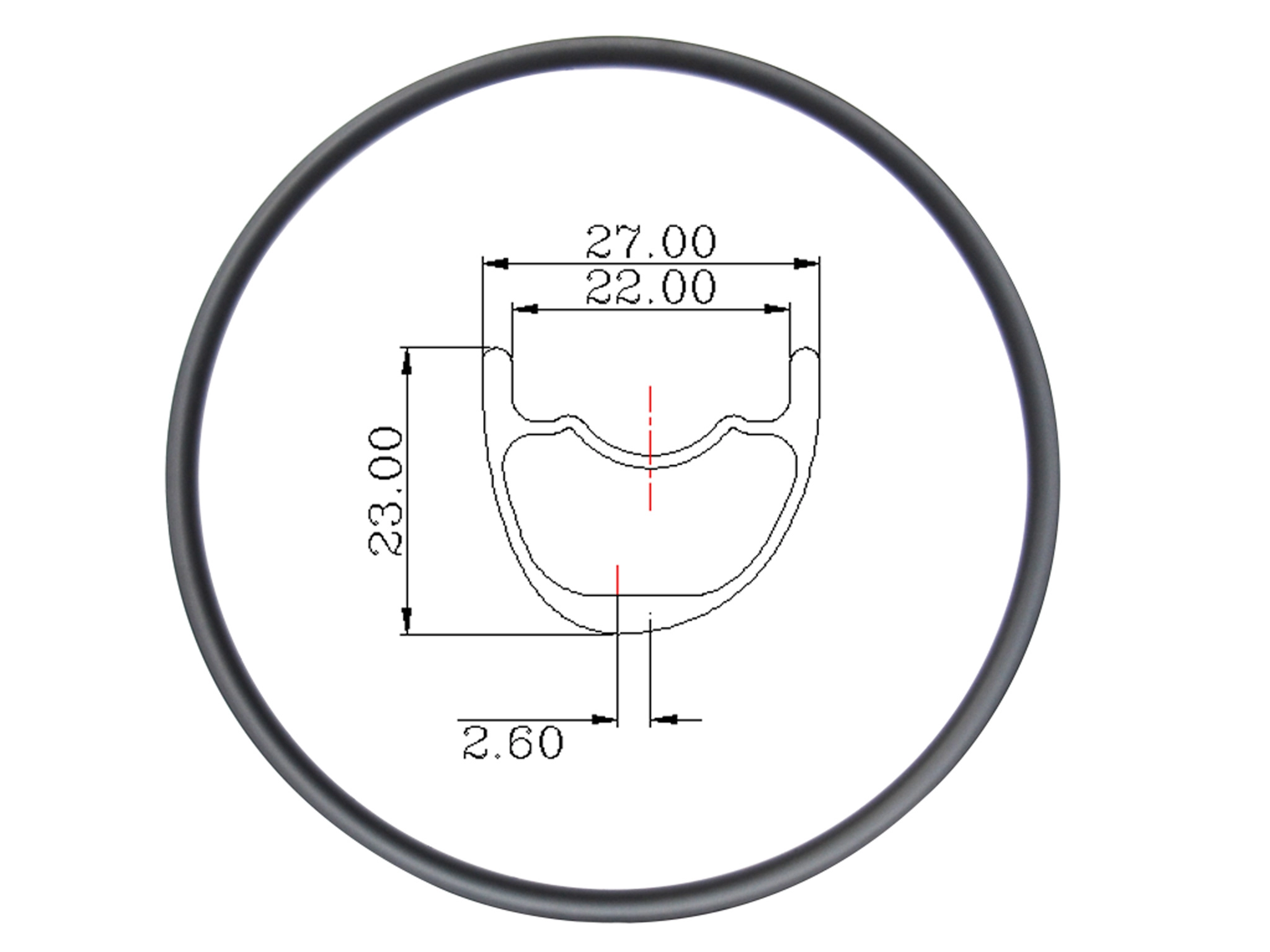 Cerchi asimmetrici da 27 mm di larghezza 25 mm di profondità Cerchi in carbonio XC leggeri