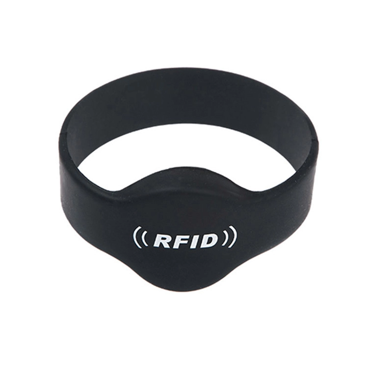 Bracciale in silicone nero personalizzato OEM RFID TK4100 per eventi