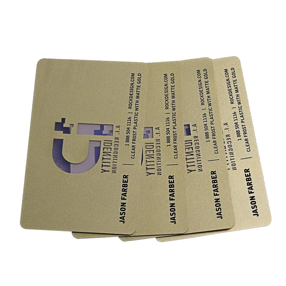 Biglietti da visita trasparenti in PVC trasparente con polvere d'oro CR80