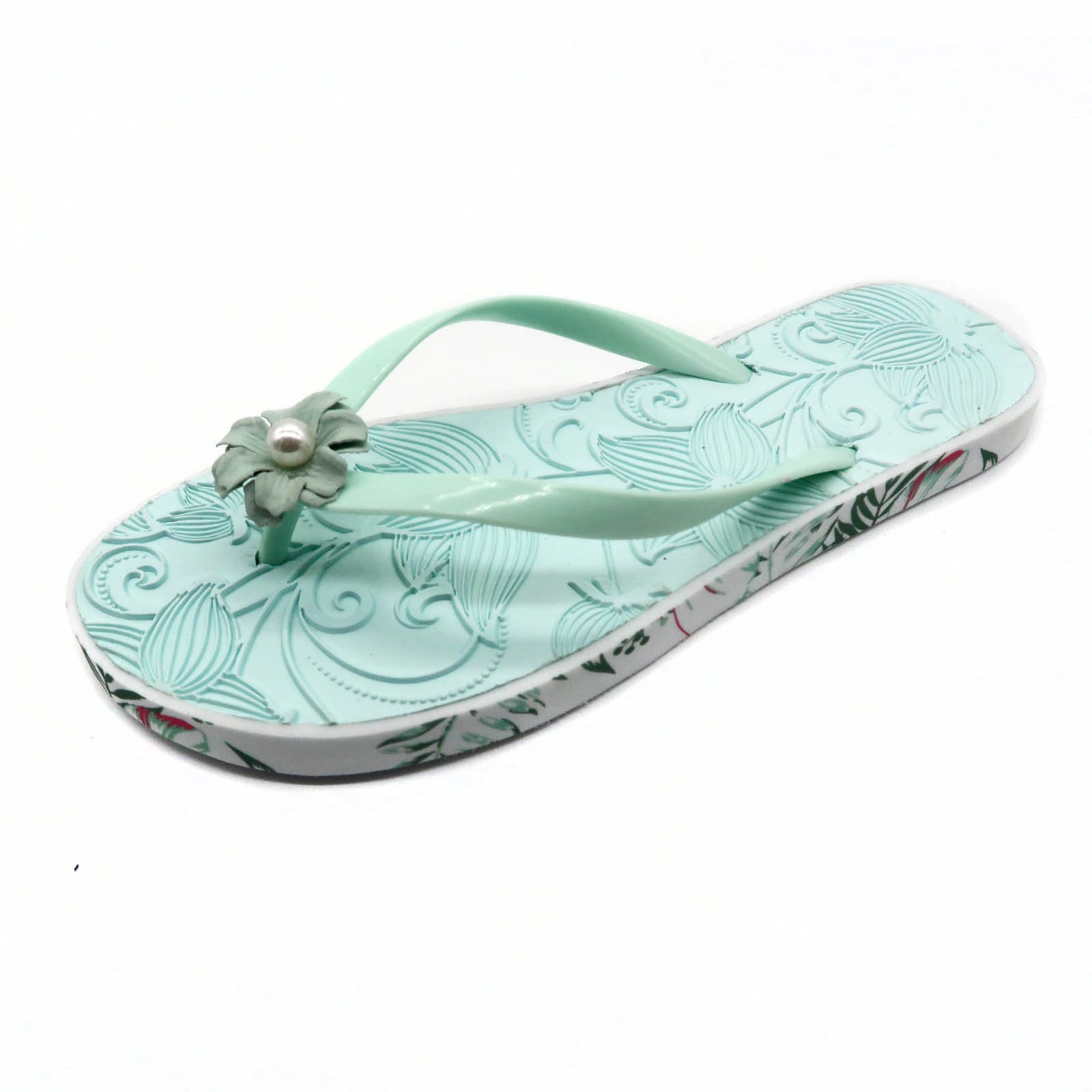 Fiore in rilievo 3D sulla suola e pantofole infradito in EVA dal design audace