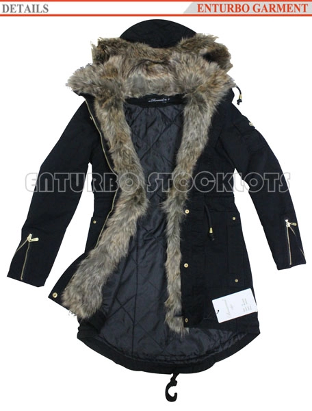 Cappotto invernale in cotone conchiglia con cappuccio in pelliccia per donna