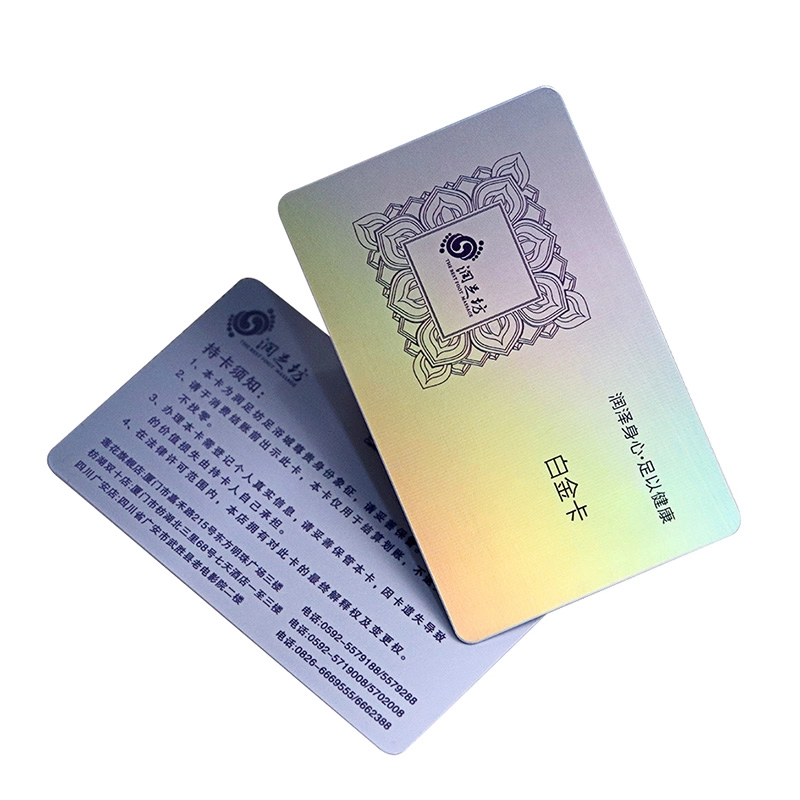 Carte in PVC di plastica in plastica con laser arcobaleno olografico di lusso