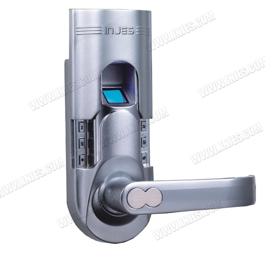 Serratura per porta d'impronta biometrica senza chiave con maniglia destra argento
