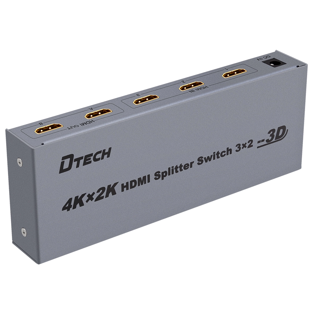 Interruttore splitter HDMI 4K DTECH DT-7432 da 3 a 2