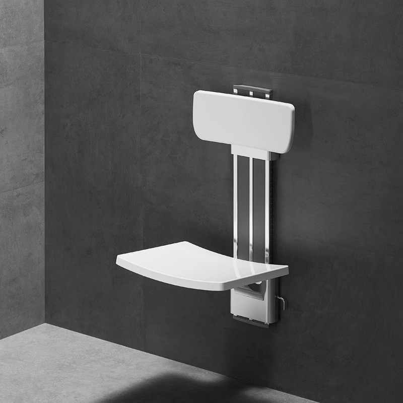 sedile doccia fisso a parete con schienale regolabile