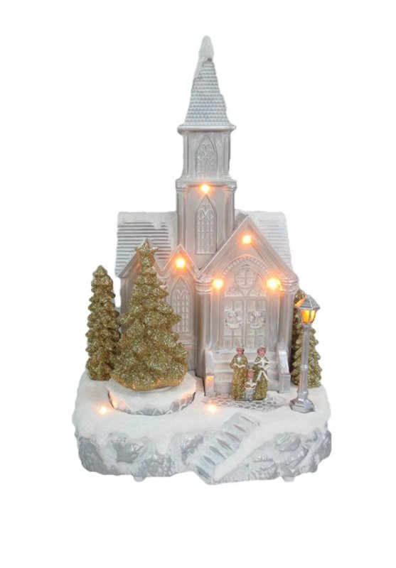 Chiesa di Natale a LED con albero di Natale in movimento