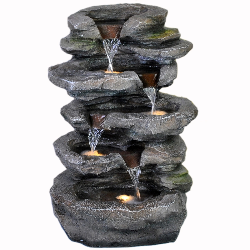 Garden Rock Waterfall Landscape Fontana d'acqua LED in pietra illuminata