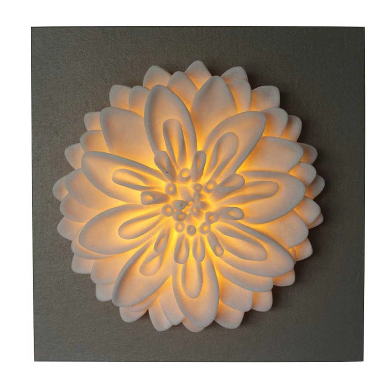 Placca in MDF a forma di fiore di arenaria da parete con luce a led