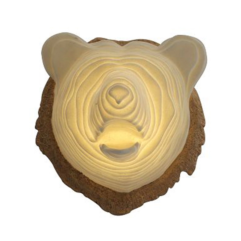 Luce LED a testa di orso a strati con parete in resina finta tassidermia