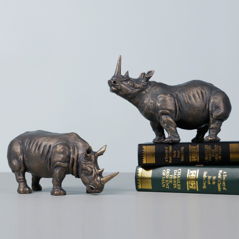 Scultura Rinoceronte Rame/Oro Collezione Arte