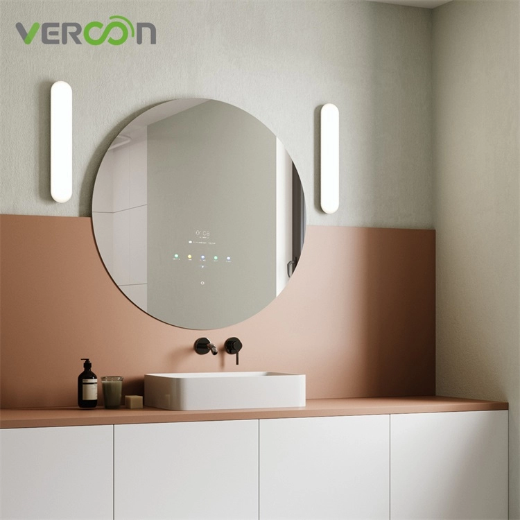 Specchio da bagno rotondo per Smart TV Android da 10,1" con touch screen impermeabile per TV