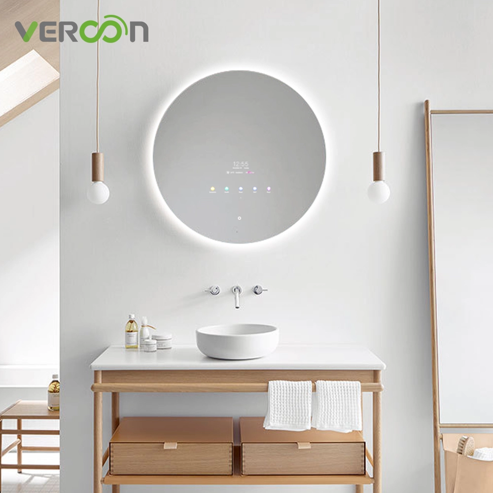 Specchio Smart LED da bagno personalizzato Vercon illuminato rotondo con interruttore a sfioramento