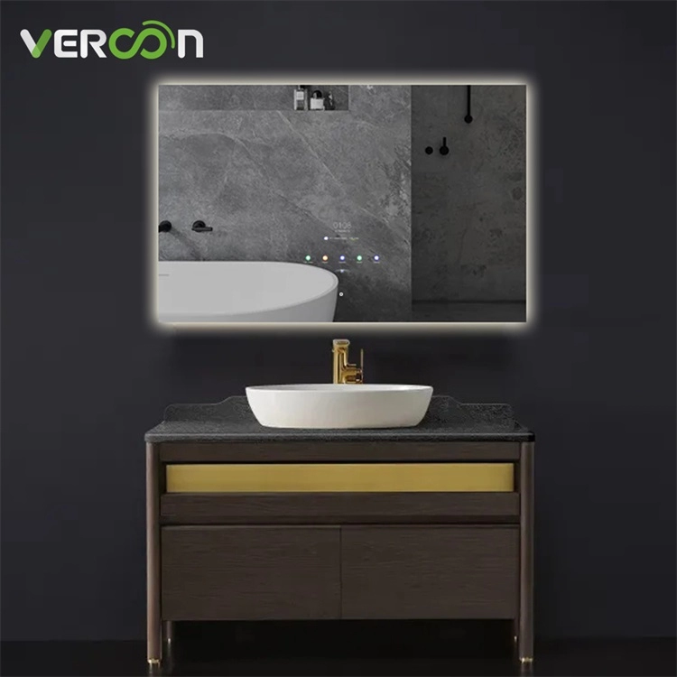 Specchio luminoso a led per bagno moderno personalizzato con touch screen intelligente impermeabile