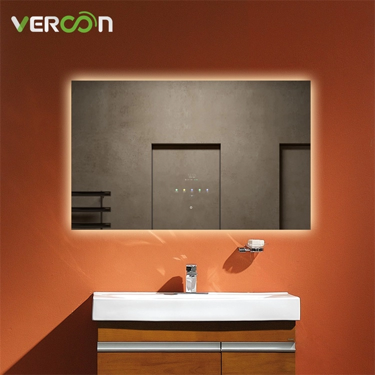 Specchio da doccia grande da appendere alla parete, luminosità regolabile, specchio da bagno LED intelligente con touch screen
