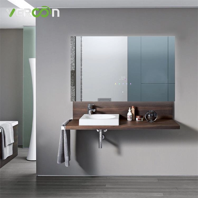 Specchio Smart Touch per trucco professionale, rotondo, illuminato, per bagno Android