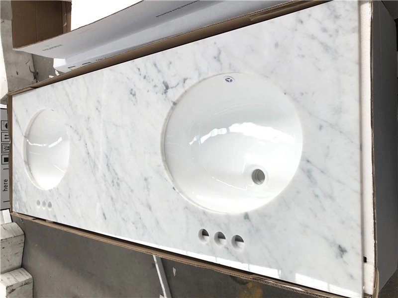Piano lavabo in marmo bianco Carrara di vendita calda