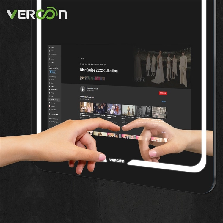 Vercon Espejos Inteligentes Android Touch Screen Smart Bathroom Specchio Tv Specchio magico in Estate