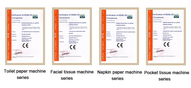 Certificazioni CE della macchina confezionatrice per veline facciali