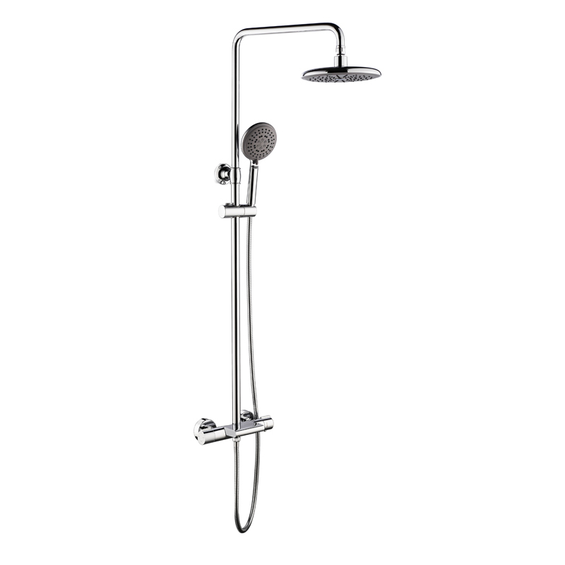 chrome brass bathroom thermostatic shower mixer set_Round_chrome_thermostatic_shower_ mixer_Thermostatarmatur_Thermostaatkraan_NEUNAS_91312