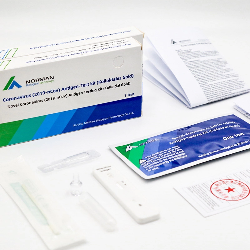 Novel Coronavirus (2019-nCoV) Kit per il test dell'antigene del tampone nasale anteriore (oro colloidale)