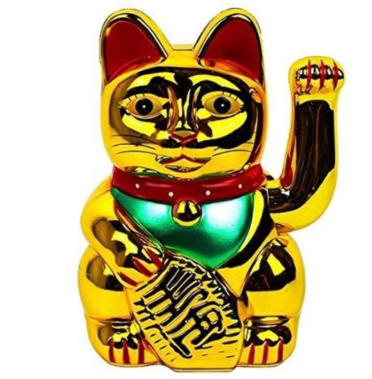 Maneki Neko in ceramica Lucky Fortune Cat con braccio ondeggiante