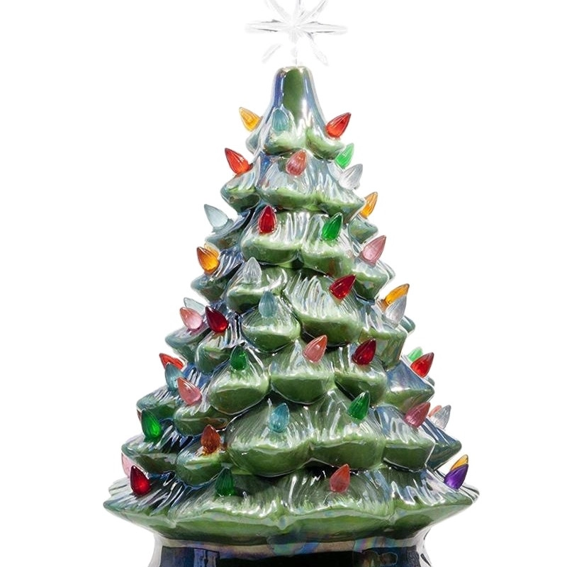 Decorazione natalizia leggera per albero di Natale da tavolo in ceramica dipinta a mano