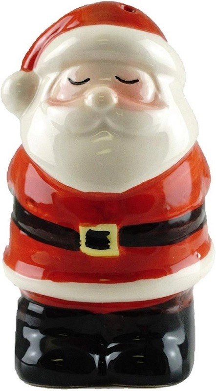 Set di sale e pepe in ceramica con Babbo Natale e la signora Claus in ceramica