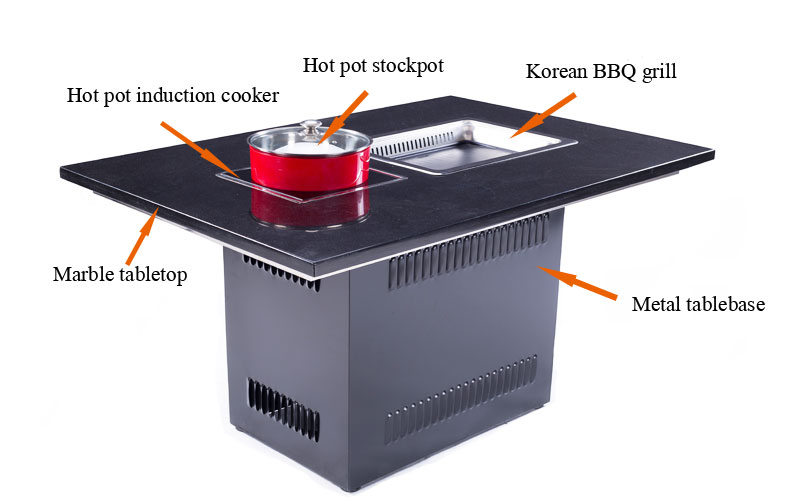 Struttura dei tavoli da barbecue coreani con pentola calda di tipo incorporato-CENHOT