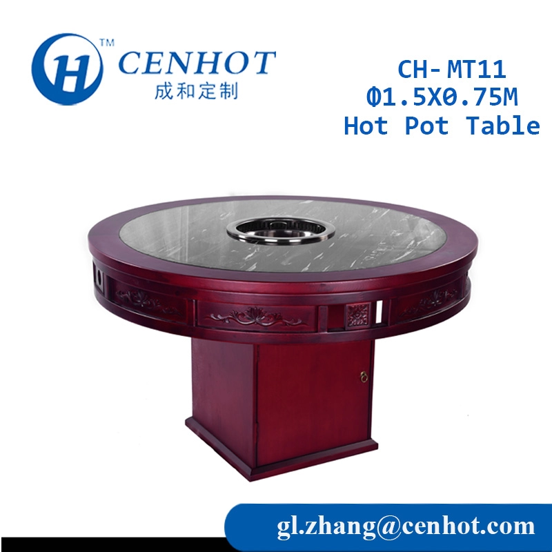 Tavolo rotondo cinese in legno per pentole calde per produttore di ristoranti - CENHOT
