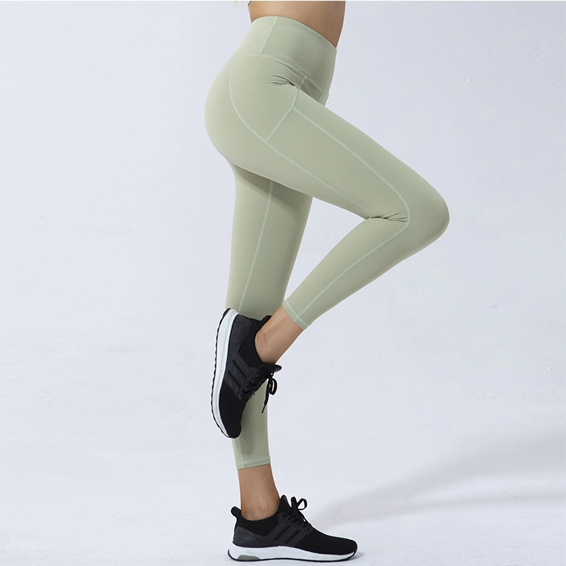 Pantaloni da yoga elastici a vita alta Leggings da donna in tessuto levigante
