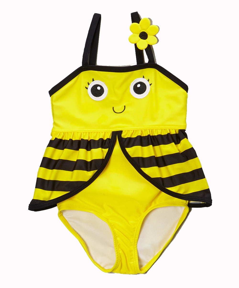 Cute Bees Strappy Yellow Kids Girl Costumi da bagno interi