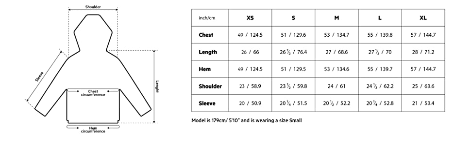 Jacket size table