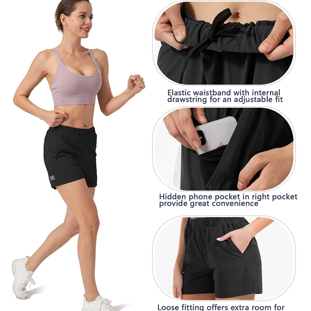 Pantaloncini da allenamento attivi ultraleggeri elasticizzati da donna