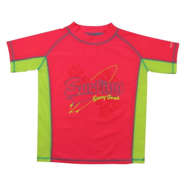 Maglietta Rash Guard per ragazzi "Surfing" di colore rosso brillante