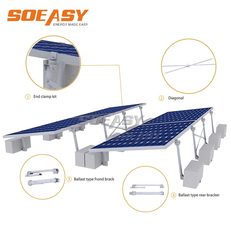 struttura di zavorra sul tetto solare fotovoltaica a prezzi economici