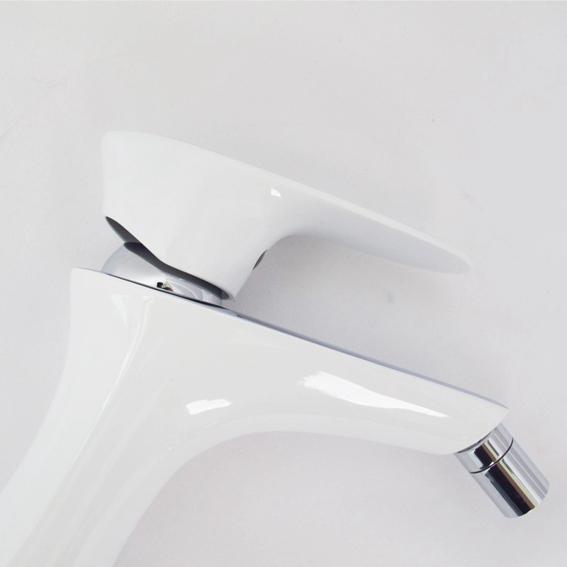 Miscelatore lavabo bidet a cascata in ottone bianco