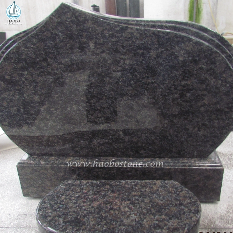 Lapide funeraria in granito naturale marrone zaffiro dal design semplice