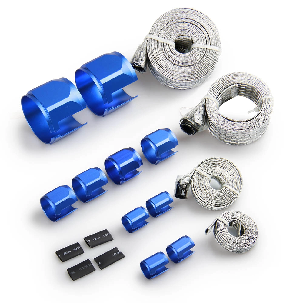 Kit manicotto tubo flessibile intrecciato in acciaio flessibile blu ad alte prestazioni