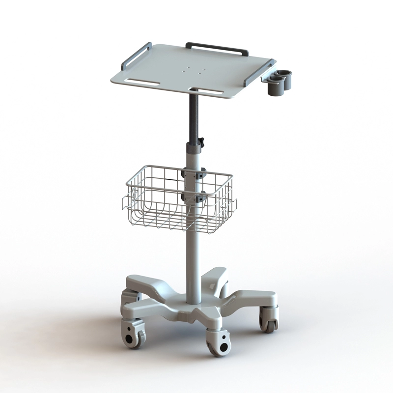 Uso medico Carrello per ECG regolabile in altezza con tazza per appendere lo scanner