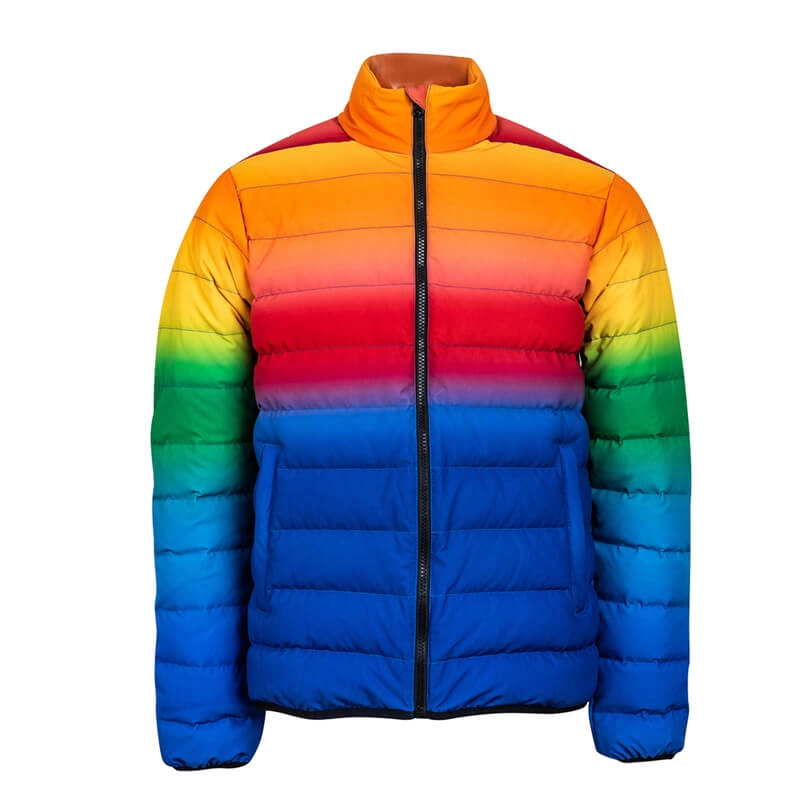 Giacca invernale imbottita imbottita arcobaleno multicolore da uomo